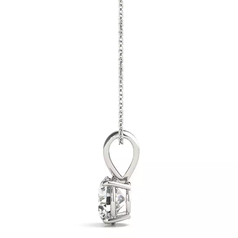 14K White Gold Round Lab Diamond Solitaire Pendant with Split Bail (1 ct. tw.)